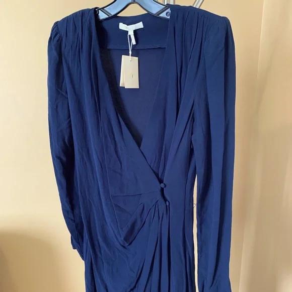 Maje | Dark Blue Faux Wrap Dress NWT - Picture 7 of 13